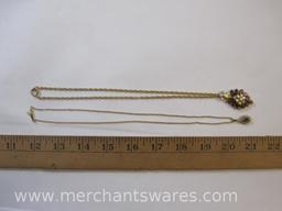 Two Gold Tone Necklaces with Pendants