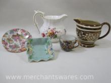 Two Creamers with James Kent Longton Small Dish and a Mini Cup and Saucer