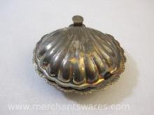 Silver Plate Clamshell Box with Glass Insert, made in England, 7 oz