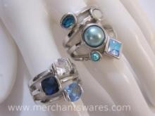 Two Lia Sophia Rings including Blue Bayou and Comet, size 7, 1 oz
