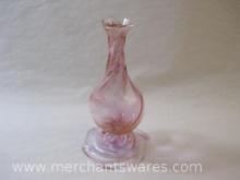 Hand Blown Rose Art Glass Bud Vase, approx 7 inches tall in Gift Box, 13oz
