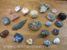Assortment of Polished and Raw Stones Includes Argonite, Rose Quartz and more, 14 oz