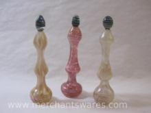 Three Blown Glass Mini Perfume Bottles with Droppers in Gift Box, 11oz