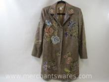 Nygard Collection Light Overcoat, Wool Blend with Embroidered Accent, Petite Size 8, 2 lbs