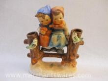 Hummel Style Figurine, Two Girls Sitting on Fence, made in Japan, see pictures for condition AS IS,