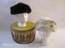 Two Bamberger Fur Hats in Bamberger's Branded Hat Box including Beaver Fur and Size 22 Mink Fur, 1