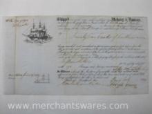 Ships Bill of Lading, Port of Liverpool to New Orleans, Dated 9th Day of July, 1849