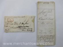 Stampless Cover Dated Oct 7 1834 with Quit Claim Deed Dated May 1869, with Stamps and Notary Seal, 2