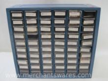 Collection of Foreign Stamps in Akro-Mils Metal 60 Drawer Organizer, 9 lbs 11 oz