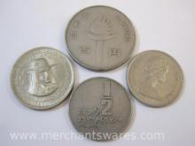 Four Assorted Foreign Coins including 1969 Canada Quarter, 1971 Peru Cinco Soles de Oro, Israel 1/2