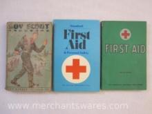 Three Vintage Boy Scouts and First Aid Books including Boy Scout Handbook (1960), Standard First Aid