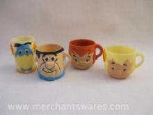 Four Plastic Flintstones Vitamins Drinking Mugs, 12 oz