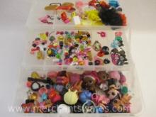 Two Tray Storage Box with Assorted LOL Dolls and Accessories, case is missing latch, 2 lbs 7 oz