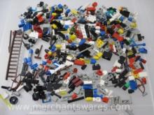 Assorted Lego Pieces including Bow, Red Flag, RR Sign and more, see pictures, 6 oz