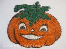 Vintage Pumpkin Melted Plastic Popcorn Halloween Decoration, 12 oz