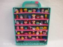 Shopkins Carry and Display Case Full of Shopkins Figures, case is missing front cover, see pictures