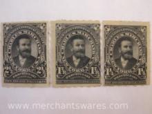 Three Antique Charles Marchand Medicinal Proprietary Stamps 1 1/2, 1 7/8, and 2 1/2, 1 oz