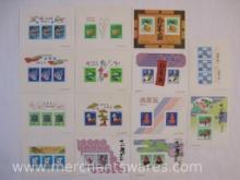 Unused Blocks of Japanese Postage Stamps, 1970s-1980s, 2 oz