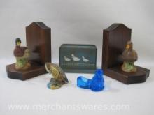 Bird Themed Decorative Items includes Glass Bluebird Candle Holder, Mallard Pair Bookends and more