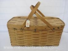 Large Woven Picnic Basket with Latching Lid