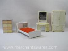 Assorted Plastic Doll House Furniture, Laundry Basket Included