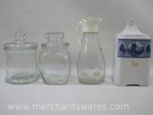 Three Canisters with a Syrup Pitcher