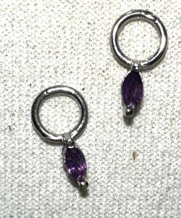 Earrings with 5 Pairs of Charms with Amethyst, Citrine, Topaz, Garnet and peridot gemstones