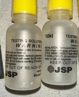 3 Sealed Bottles of JSP 10kt Gold Testing acid and Obsidian Testing stone