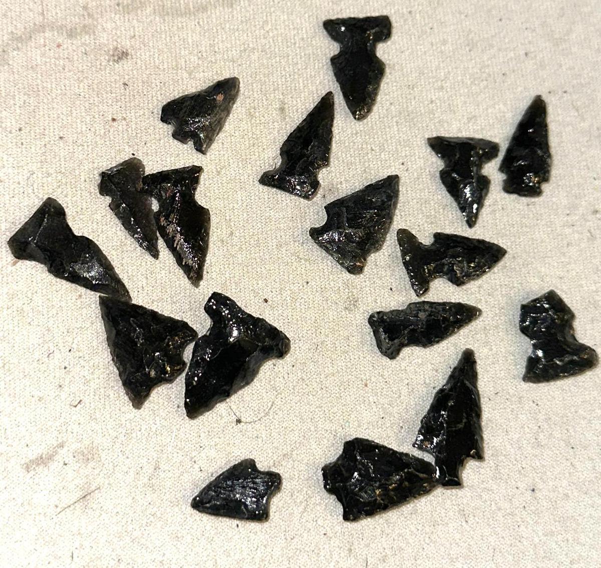 17 Authentic Obsidian Bird Points