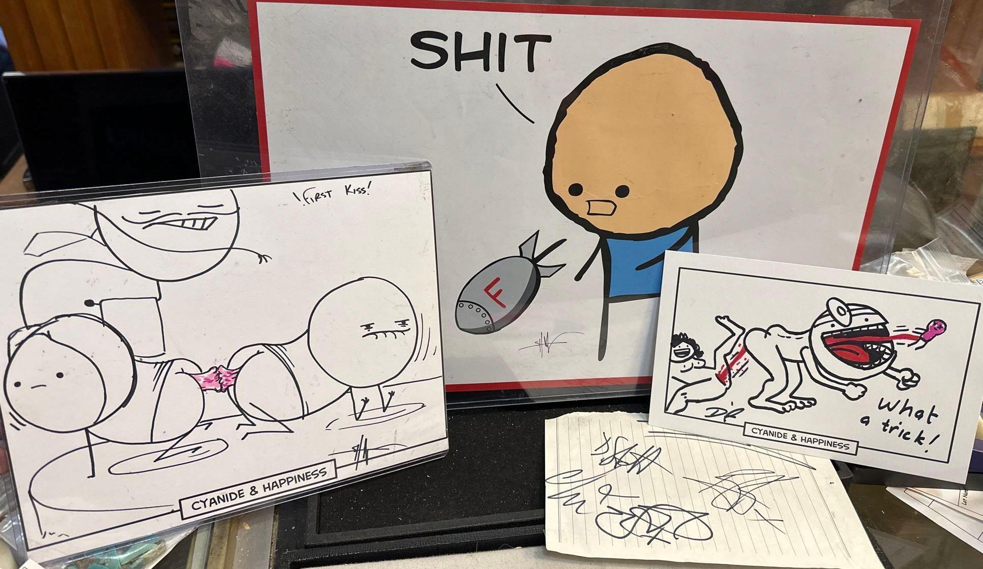 Signed Cyanide and Happiness art/poster lot
