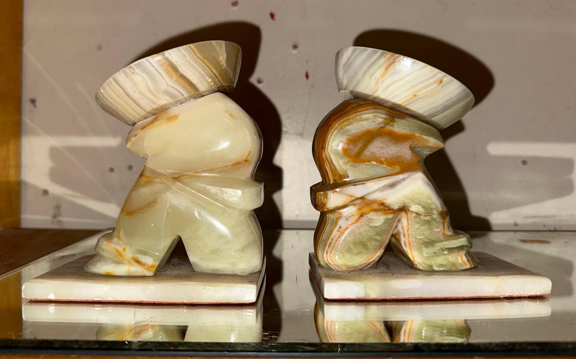Finest Quality Mexican Carving in Onyx Bookends