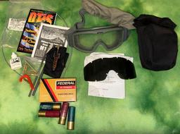 Military Googles, 12ga Shot gun shells, Gun Cleaning kit
