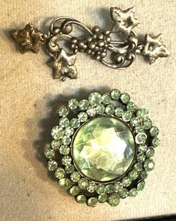 4 Brooches and Silver Earrings