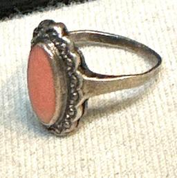 Sterling Silver Ring with Pink Stone size 6