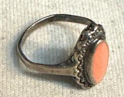 Sterling Silver Ring with Pink Stone size 6
