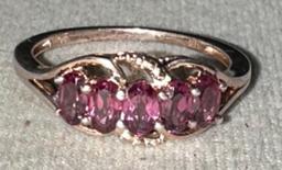 Sterling silver ring with Ruby gemstones size 10
