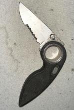 Rare Gerber Chameleon Knife with Serrated Blade and Finger Hole