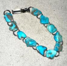7" Sleeping Beauty Turquoise Stainless Steel Bracelet