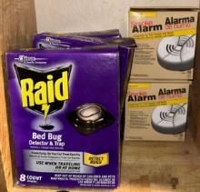 2 New Smoke Alarms and 24 Count New Raid Bed Bug Detector and Traps