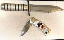 Cast Aluminum Hunting Knife and New john Wayne Pocket knife