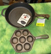 2 Cast Iron pans- Skillet and Egg cooker
