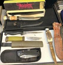 Knife Lot all with Sheaths- Most are Fixed Blades