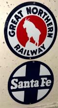 Ande Rooney Heavy Porcelain Enameled Railroad Signs- Collectable