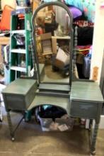 Vintage Vanity with 2 Drawers on Wheels- 46" W x 64" Tall