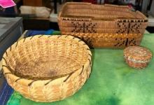 3 Native American Indian Baskets -1 has a Lid