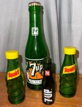 Vintage 7-up Bottles and Squirt Soda salt and pepper shakers