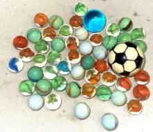 Group of Vtg Marbles and Geodesic Ball