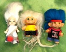 3 Vintage Troll Dolls