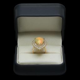 14K Gold 9.62ct Opal & 3.50ct Diamond Ring