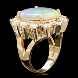 14k Yellow Gold 6.00ct Opal 2.30ct Diamond Ring